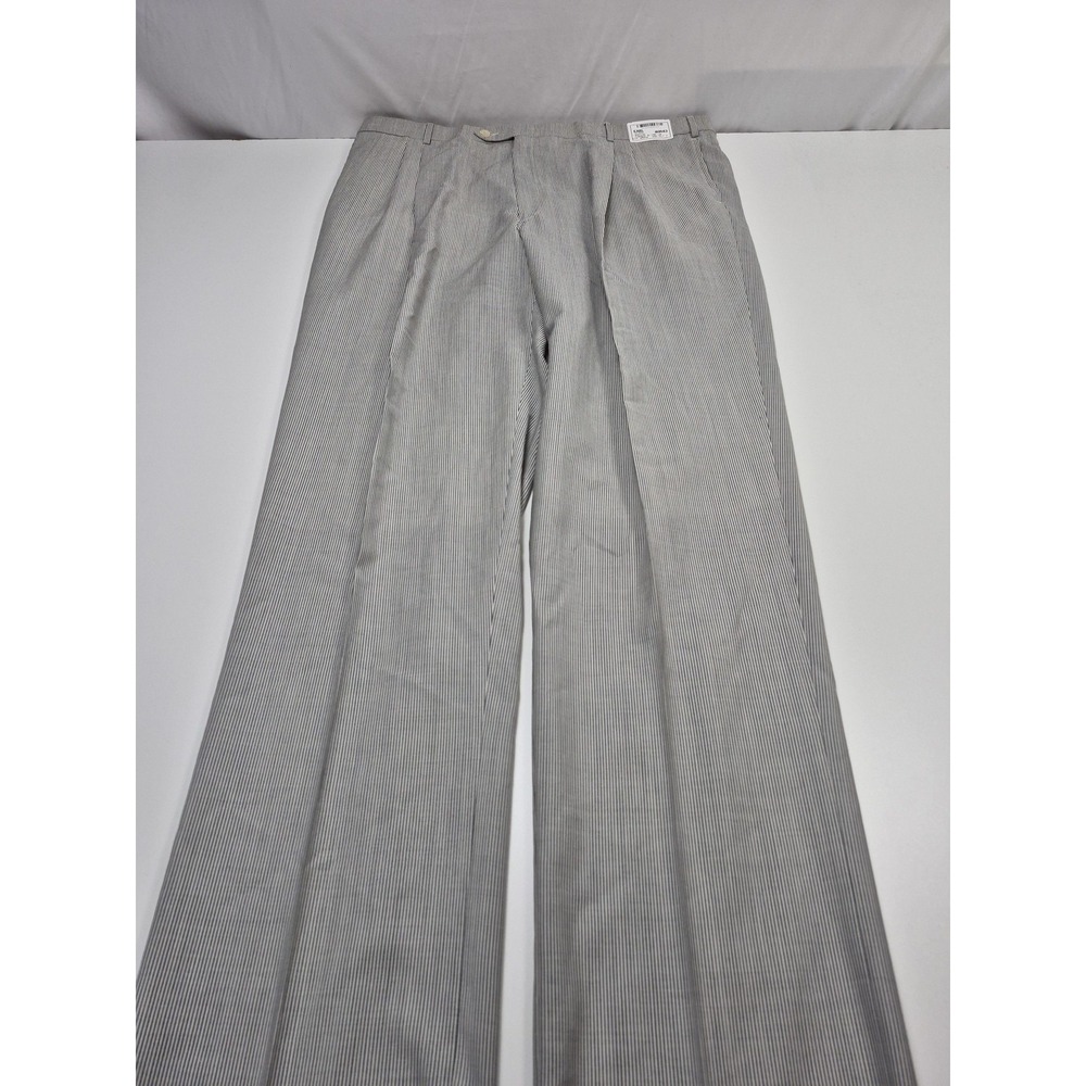 VTG Earl Dress Wool Pants Men's 43x36 Gray Stripe Pleated Unhemmed NWT